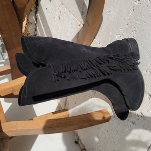 Marabelle Black Suede Fringe Boots sz6.5